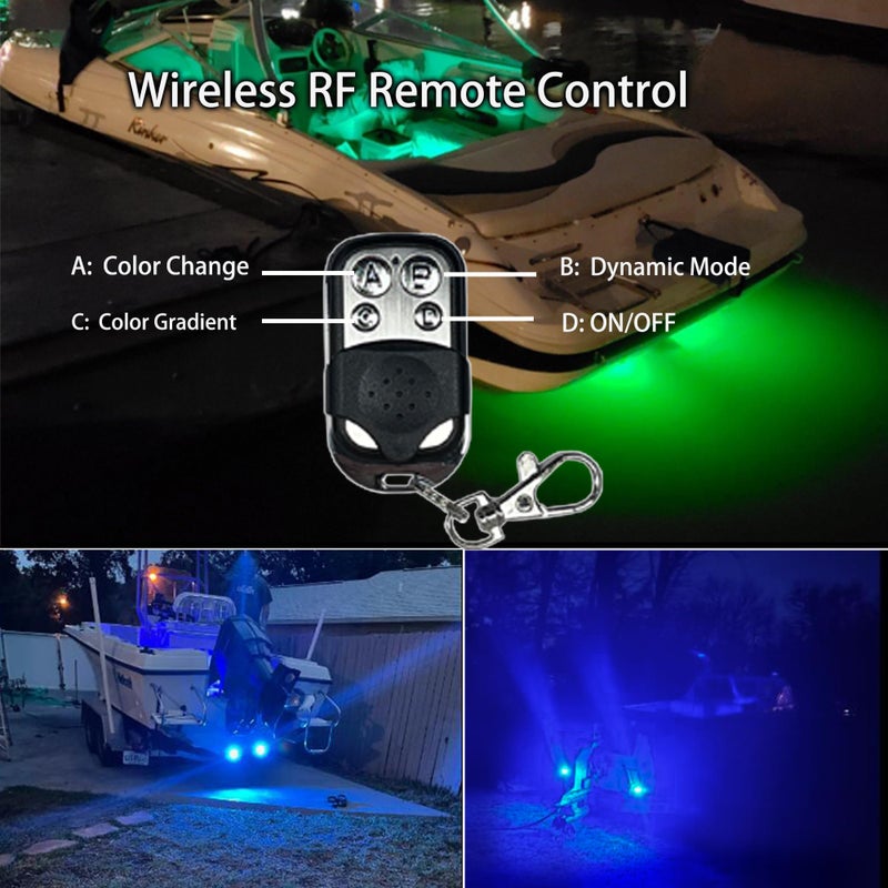 NBWDY RGB LED 1/2in NPT Boat Drain Plug Light Underwater Lights with 4-Key RF Remote Control,DC12V,50000hr Lifespan Marine Led Lamp for Garber-Fishing,Swimming,Diving(Pack of 2) - Image 3